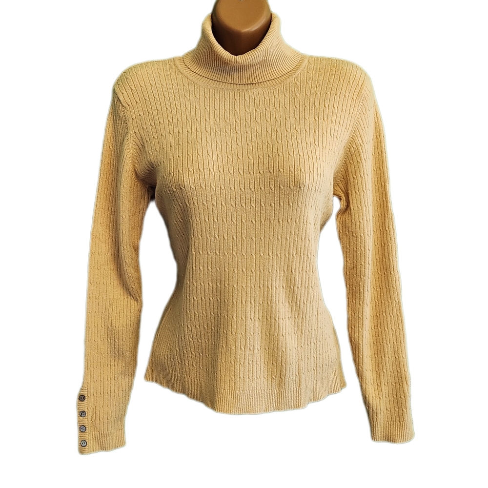 Willi Smith Cream Ribbed Turtleneck (Small)